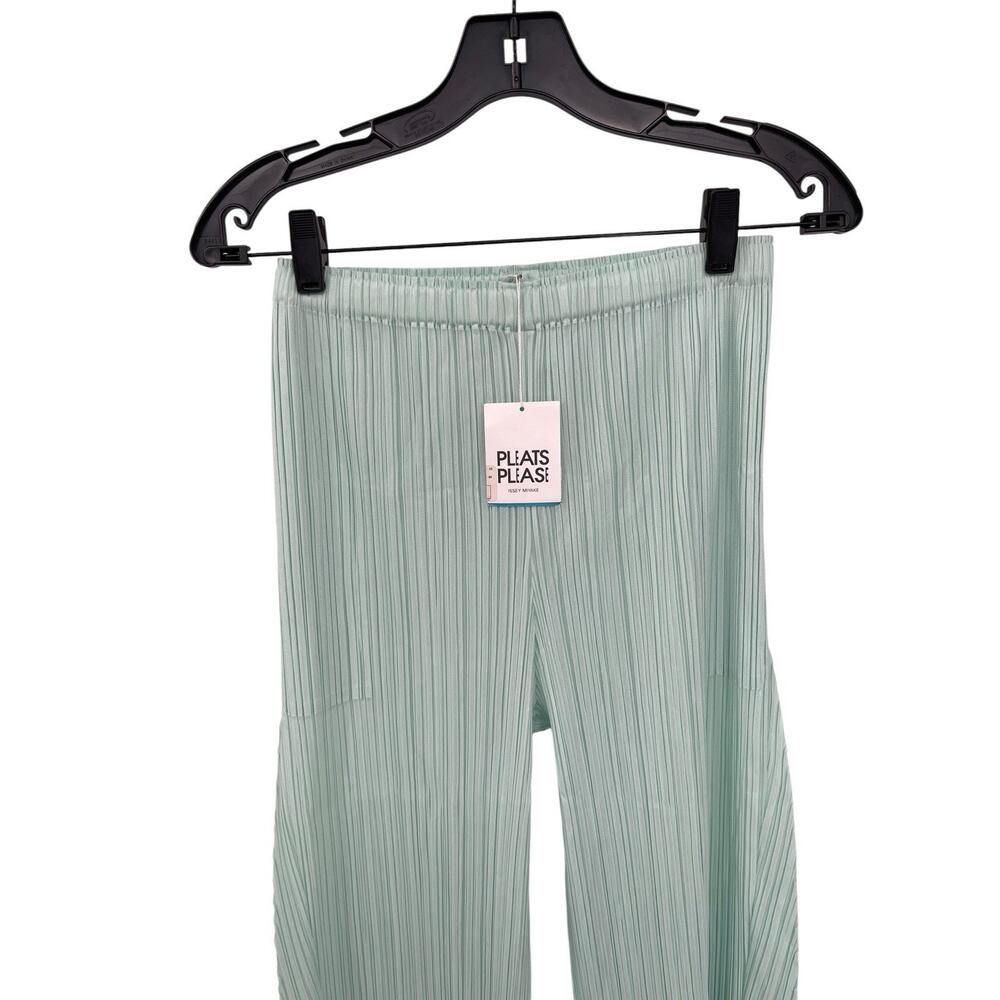 NWT Issey Miyake Pleats Please Pants Mint Green Pleated Size 3 Medium - Picture 3 of 8